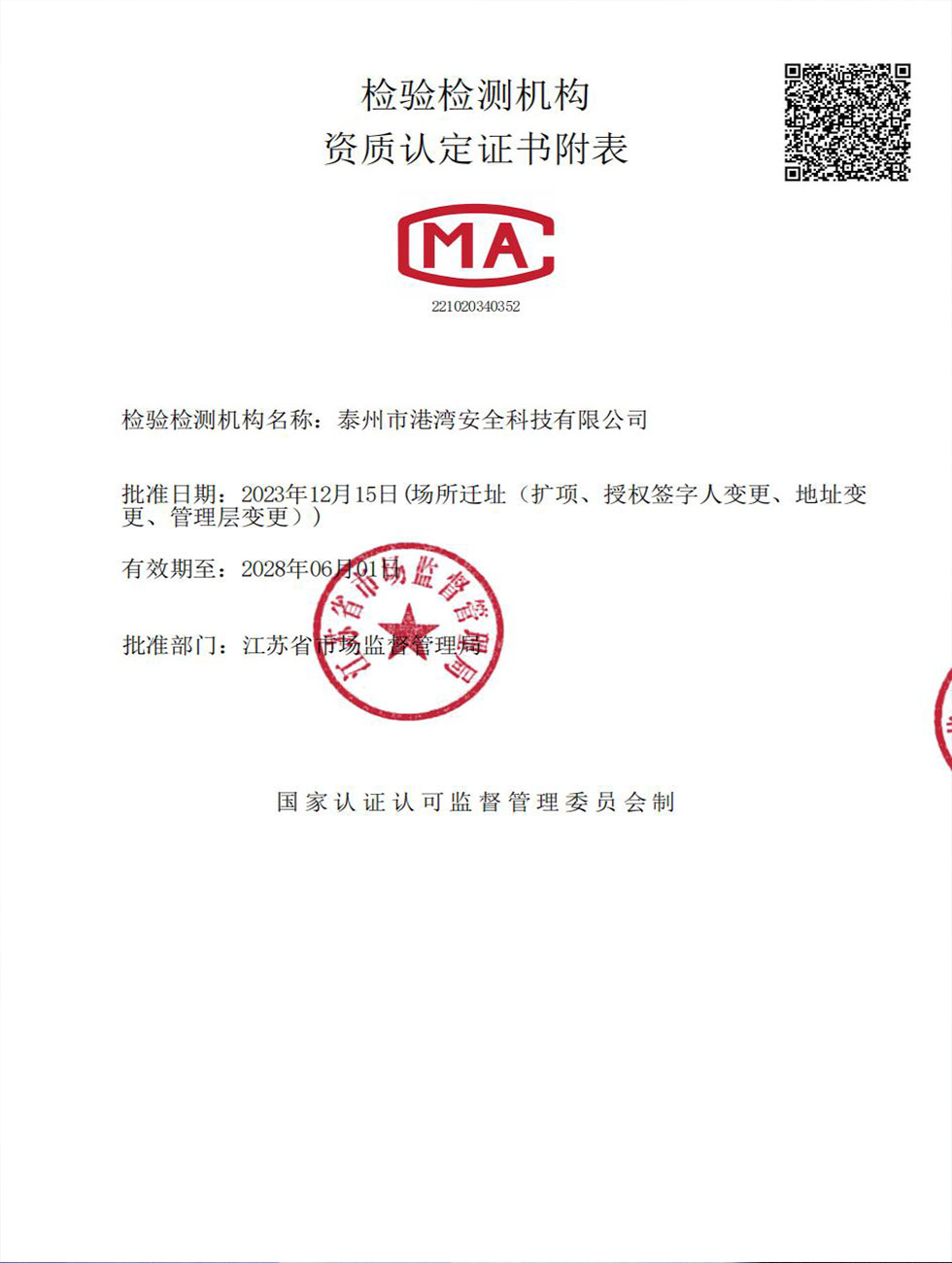 CMA&证书附表